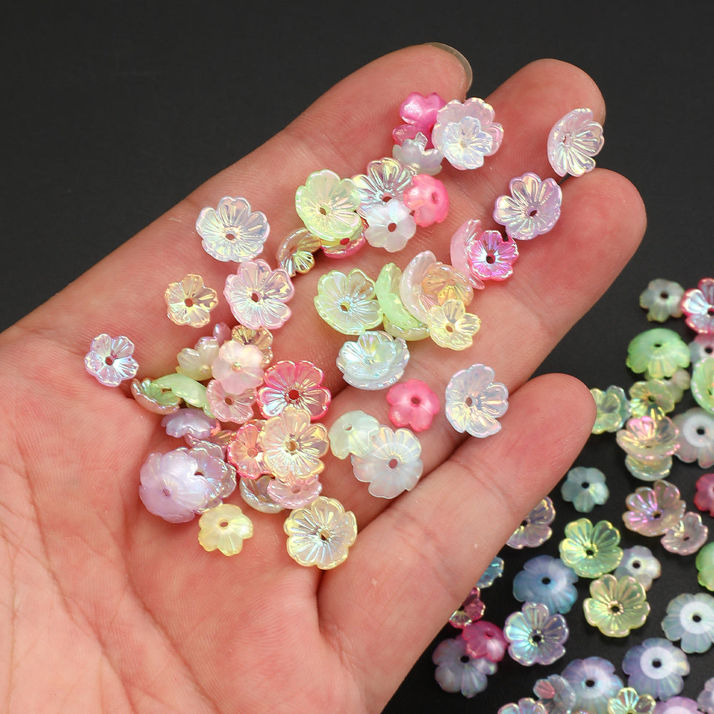 8/11mm Five Petal Acrylic Flower Beads