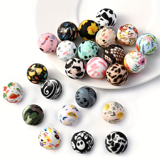5pcs Colorful Watermark Silicone Beads
