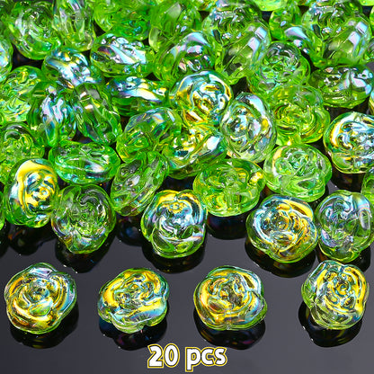 14x13mm Iridescent Rose Glass Beads