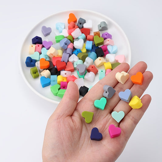 10pcs/set Square & Heart Silicone Beads Set