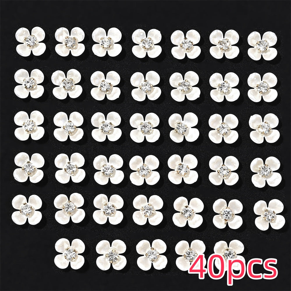 Flower Shape Acrylic Imitation Pearl Flatback Beads