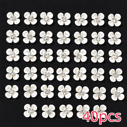 Flower Shape Acrylic Imitation Pearl Flatback Beads