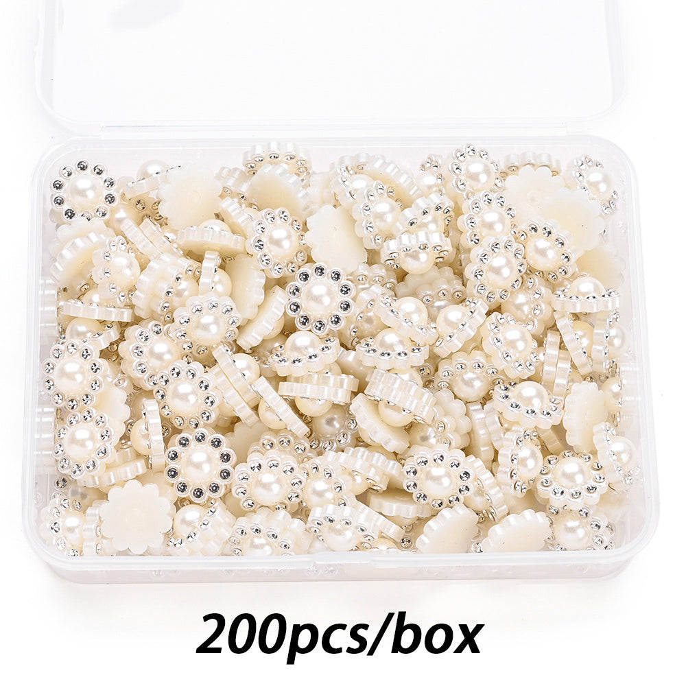 White Imitation Pearl Sunflower Flatback Beads