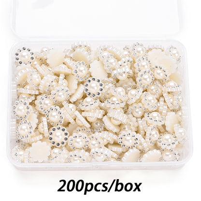 White Imitation Pearl Sunflower Flatback Beads
