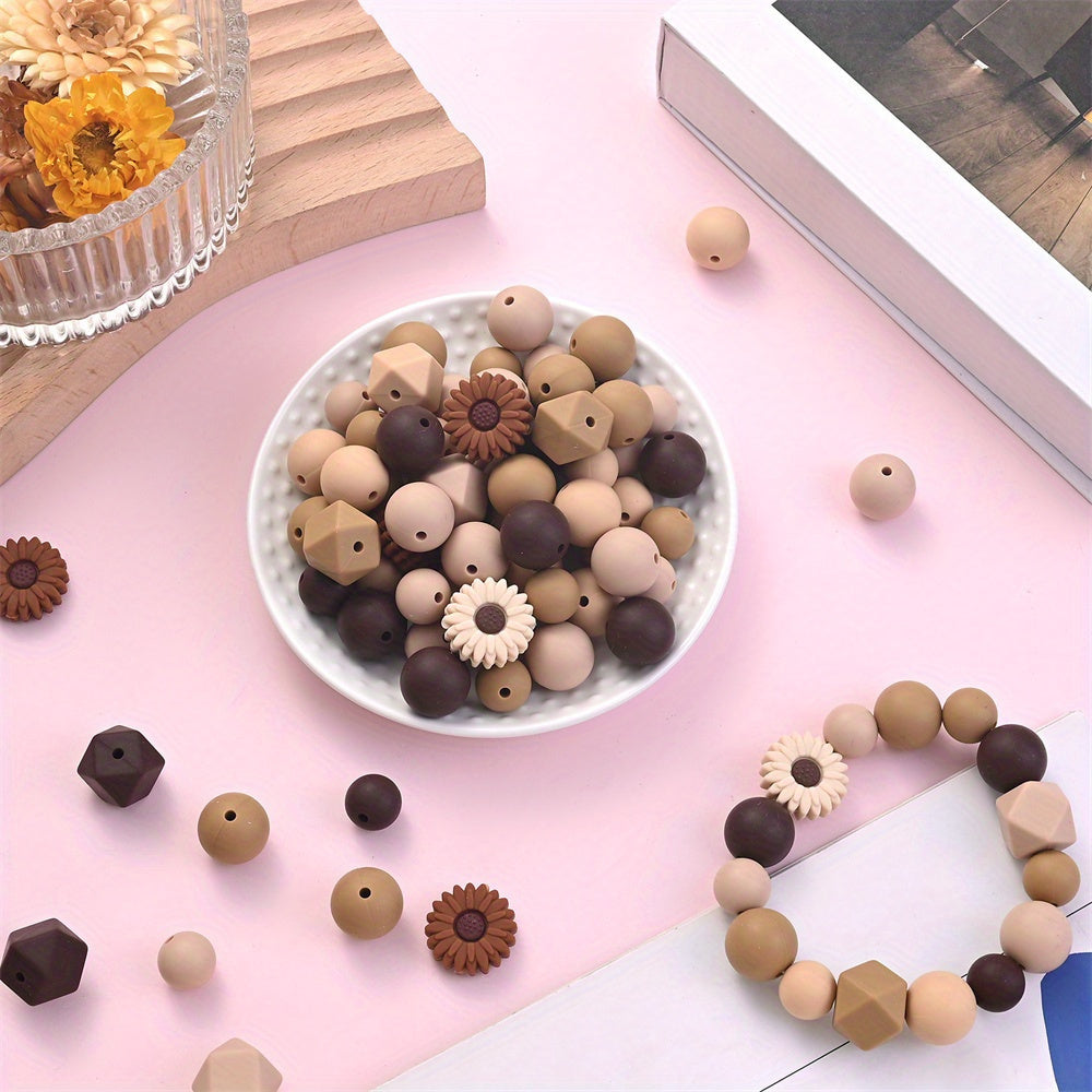 Sun Flower Silicone Beads with Elastic Rope