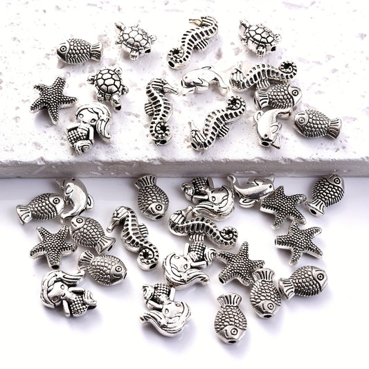 20pcs Ocean-Themed Zinc Alloy Spacer Beads