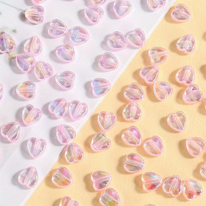 100pcs Colorful Heart Acrylic Beads