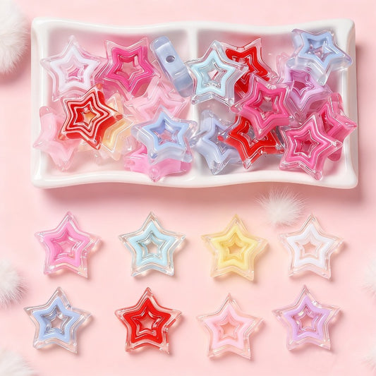 20pcs 21x22mm Hollow Star Acrylic Beads
