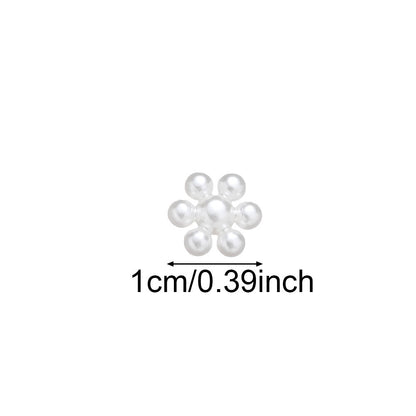 100pcs 10mm Off White Flower Flatback Beads