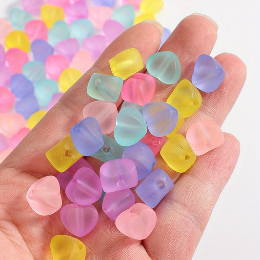 50pcs 13x11mm Frosted 3D Heart Acrylic Beads