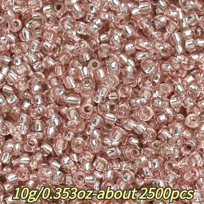 1.5mm Silvery-filled Mini Glass Rice Beads