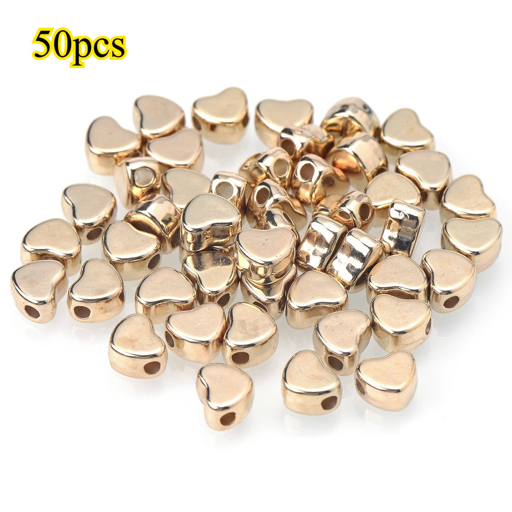 50pcs Heart-Shaped Acrylic Love Spacer Beads
