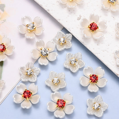 30pcs Beige Flower Flatback Petal Beads