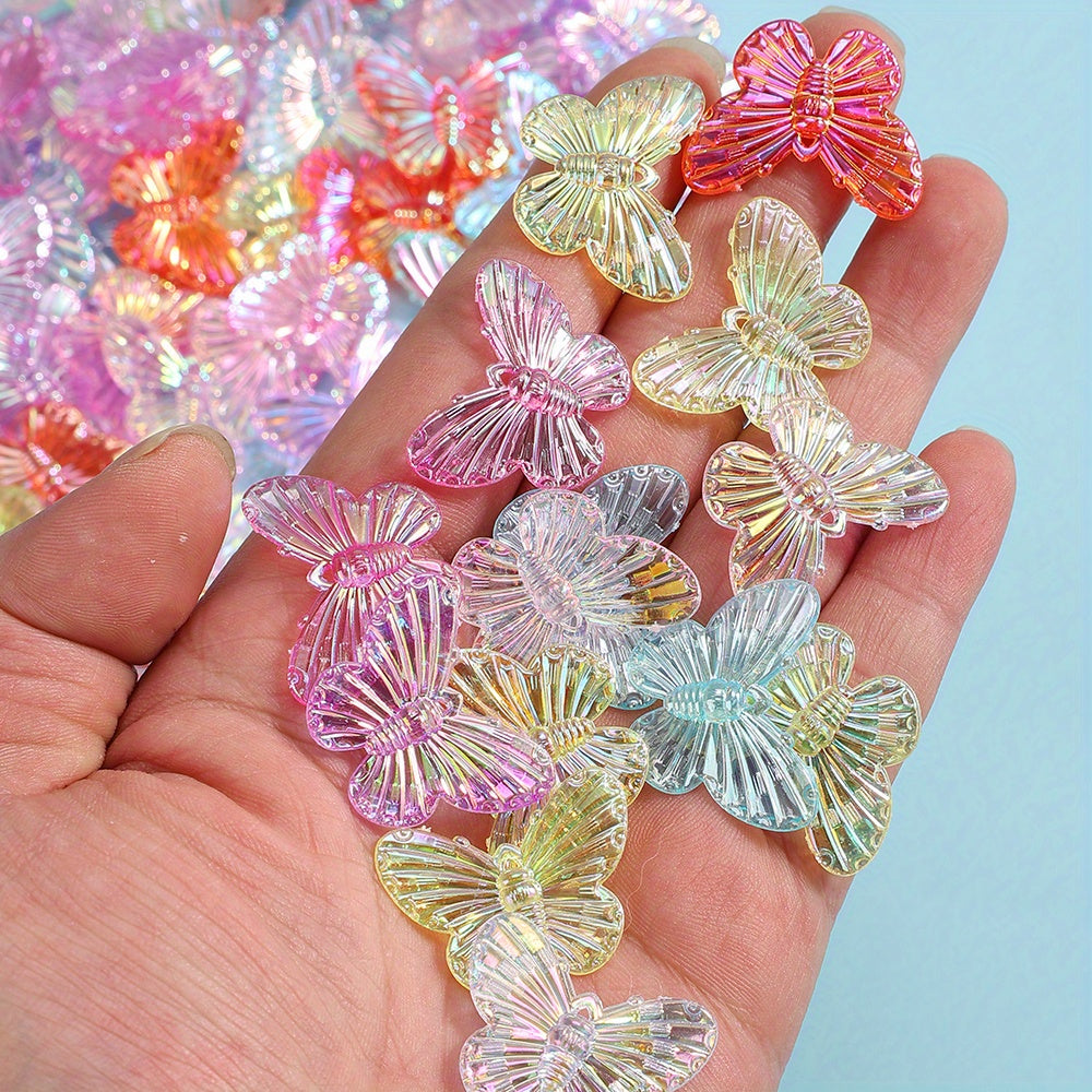 50pcs 22x29mm Shiny UV Butterfly Beads
