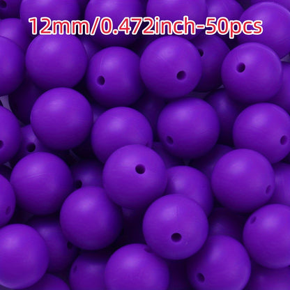 50pcs 12/15mm Rainbow Silicone Round Focal Beads