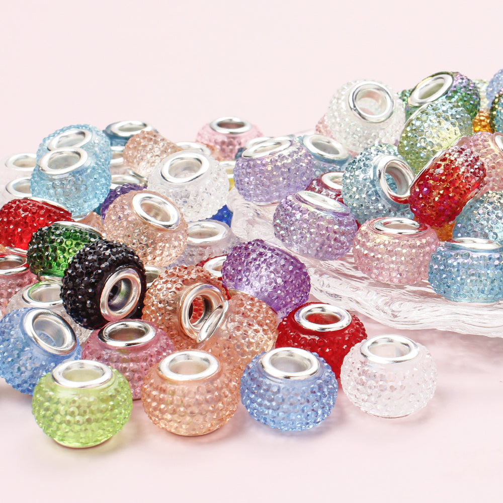 9x14mm Resin Rhinestone Inlaid Beads