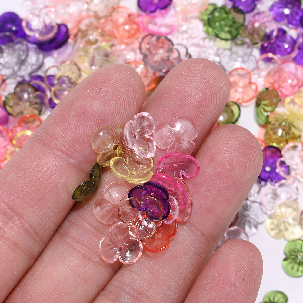 10mm Clear Acrylic Sakura Flower Beads