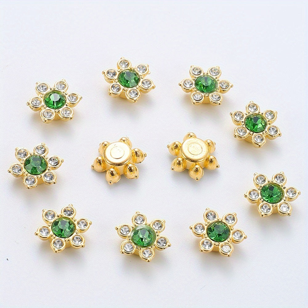 Six Petal Flower Rhinestone Acrylic Beads