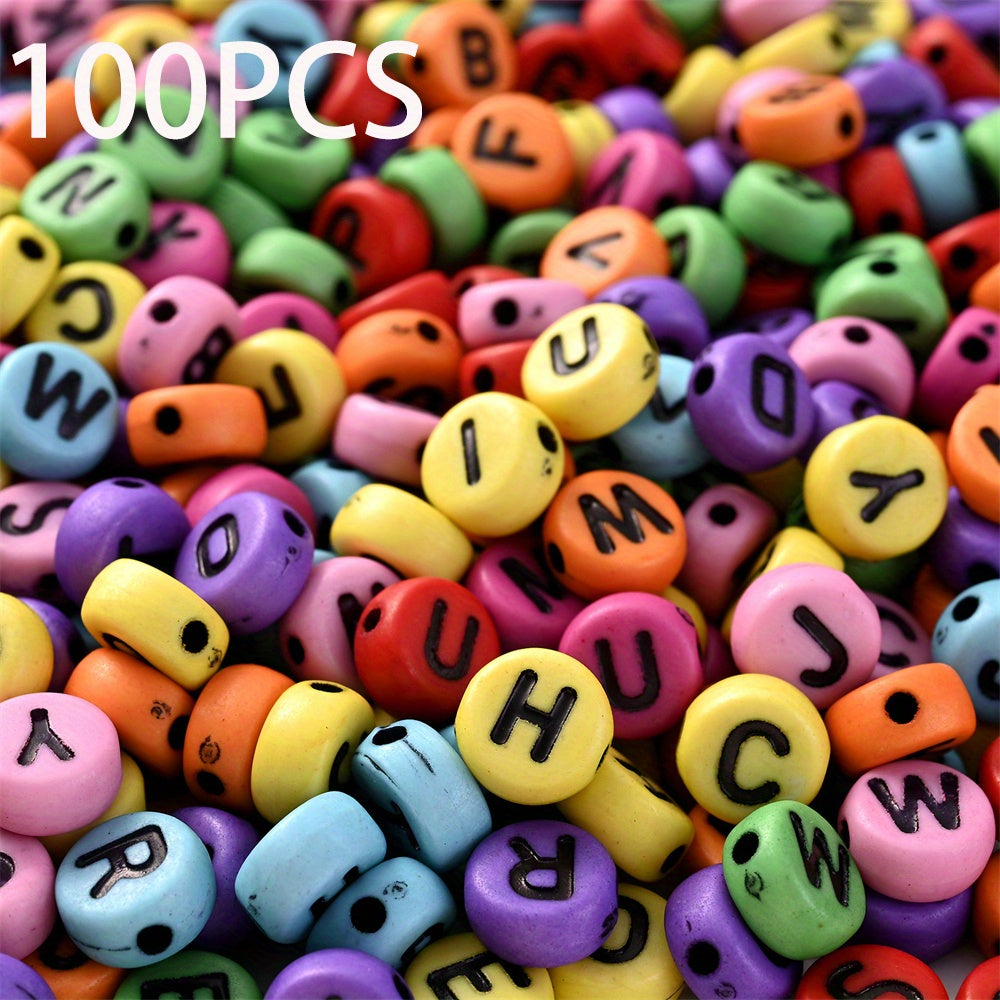 100pcs Mix Color Acrylic Oblate Beads