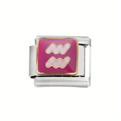 1pc 9x10mm Stainless Steel Zodiac Sign Module Bead