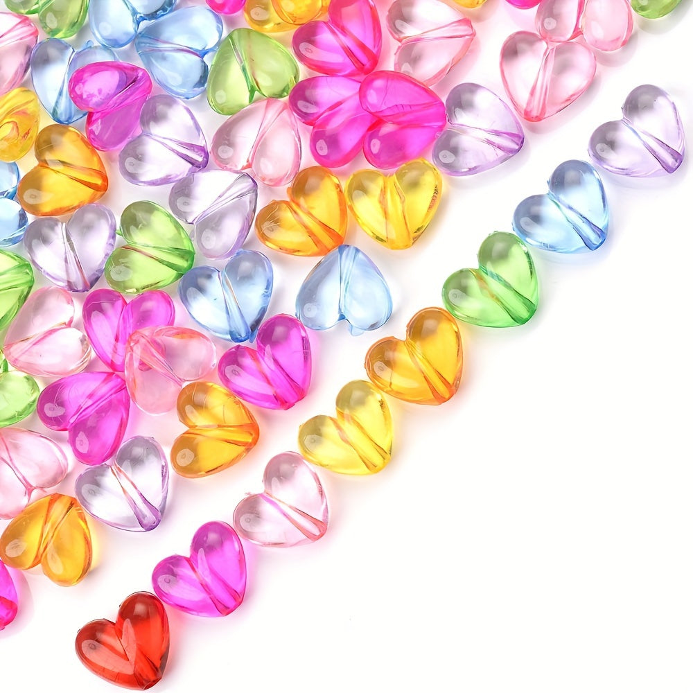 30/50pcs Jelly Heart Acrylic Beads