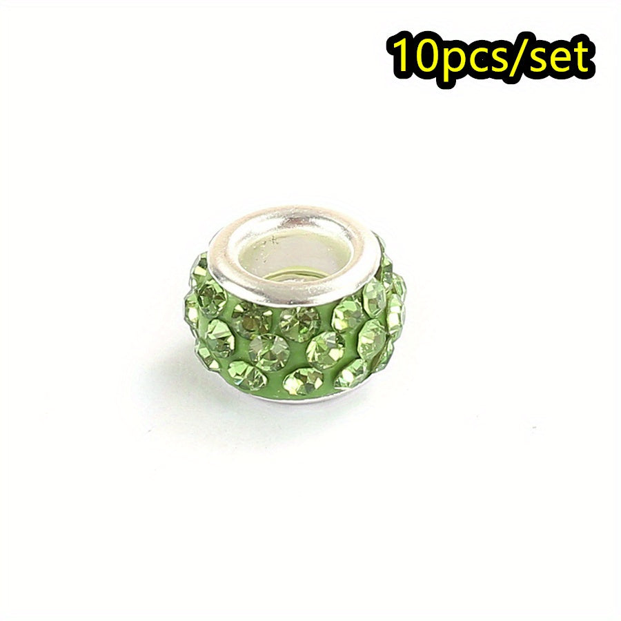 10pcs Colorful Big Hole Rhinestone Spacer Beads