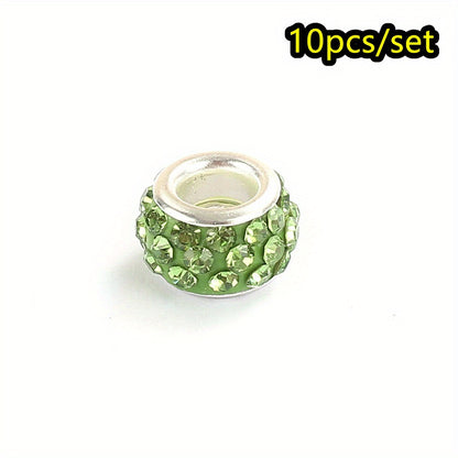 10pcs Colorful Big Hole Rhinestone Spacer Beads