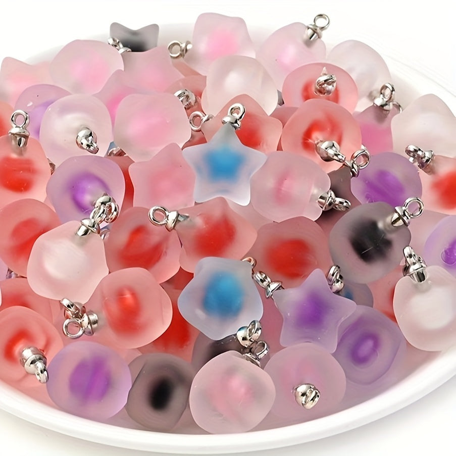 10pcs Matte Double Layer Star Acrylic Charms