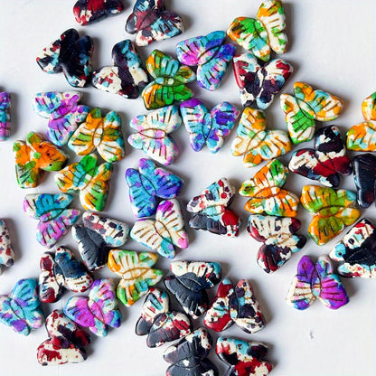 Golden Edged Five Petal Flower Acrylic Spacer Beads