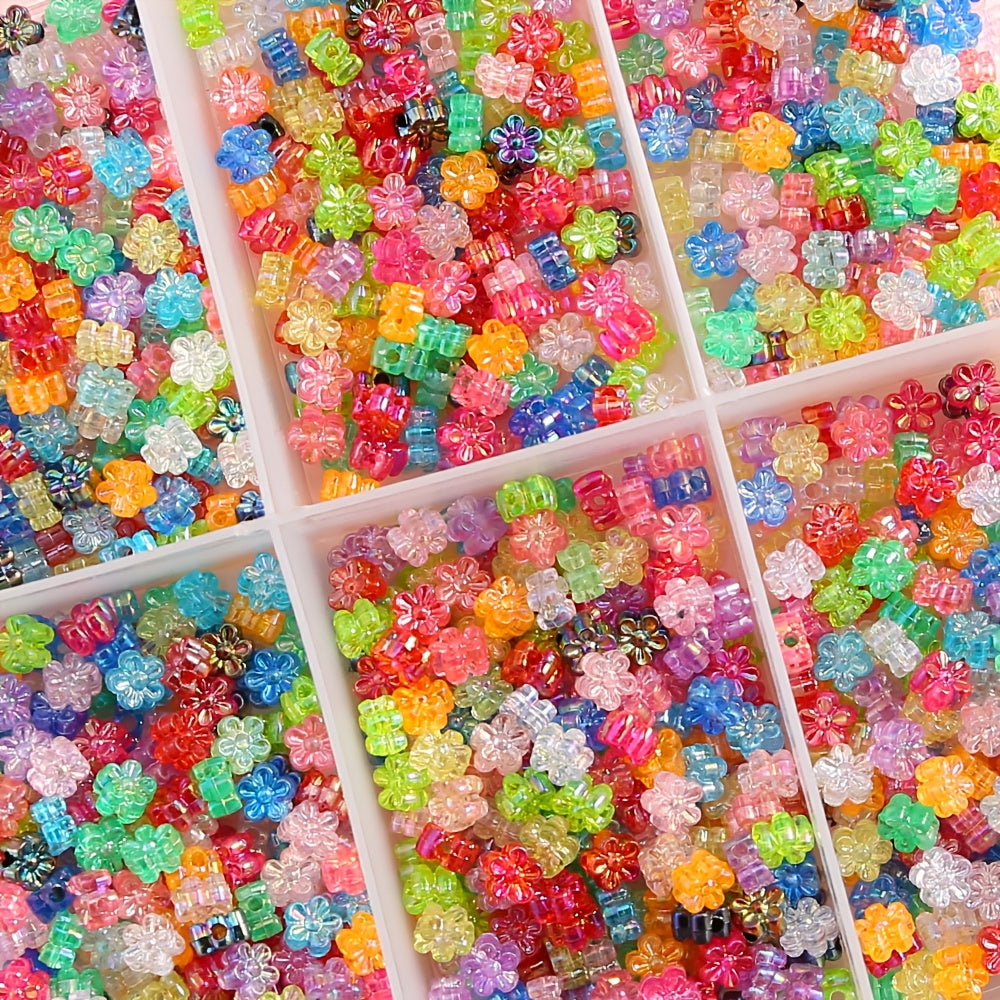 100pcs 7mm AB Color Flower Beads