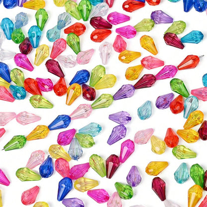 200pcs 13x8mm Faceted Waterdrop Acrylic Beads