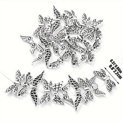 20pcs/set 22x81mm Ancient Silver Wing Alloy Charms