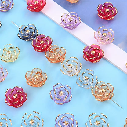 CCB Imitation Metal Plastic Flower Bead Caps