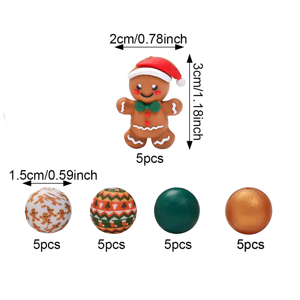 Retro Christmas 3D Santa Hat Silicone Beads, 25pcs