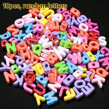 Golden / Silver Shiny CCB Big Hole Alphabet Beads, 10pcs