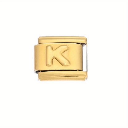 1pc 9x10mm Golden Stainless Steel Letter Bead