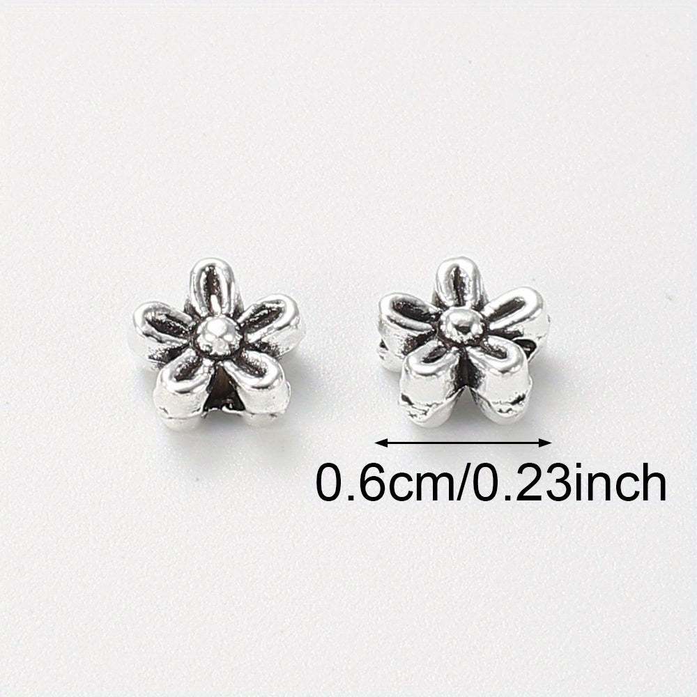 50pcs Antique Silvery Flower Spacer Beads