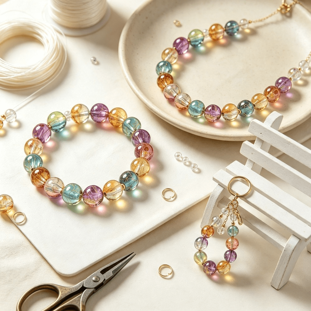 White and Ivory Imitation Pearl Acrylic Spacer Beads Set