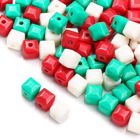 10pcs Christmas Acrylic Square Beads