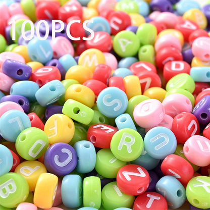 100pcs Mix Color Acrylic Oblate Beads
