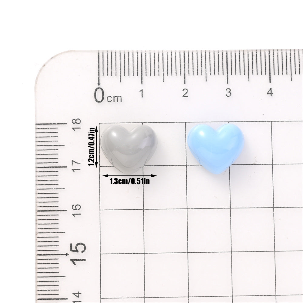 20/40pcs 12x13mm Colorful Heart Adhesive Beads