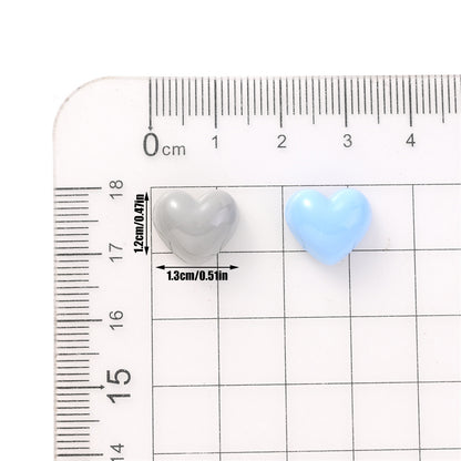 20/40pcs 12x13mm Colorful Heart Adhesive Beads