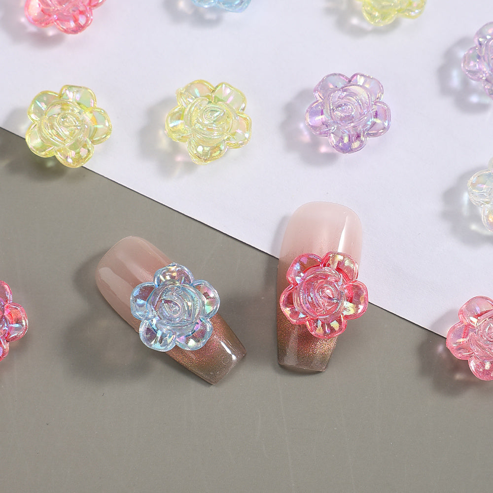 100pcs 12mm Translucent Rose Acrylic Beads
