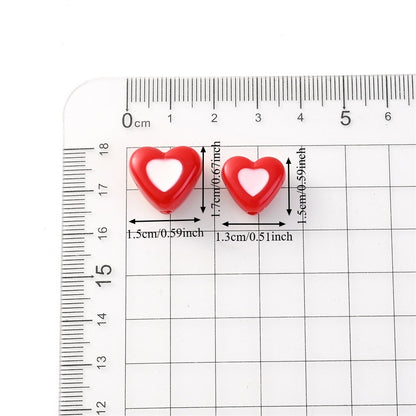 10pcs 13-17mm Romantic Double Heart Acrylic Beads