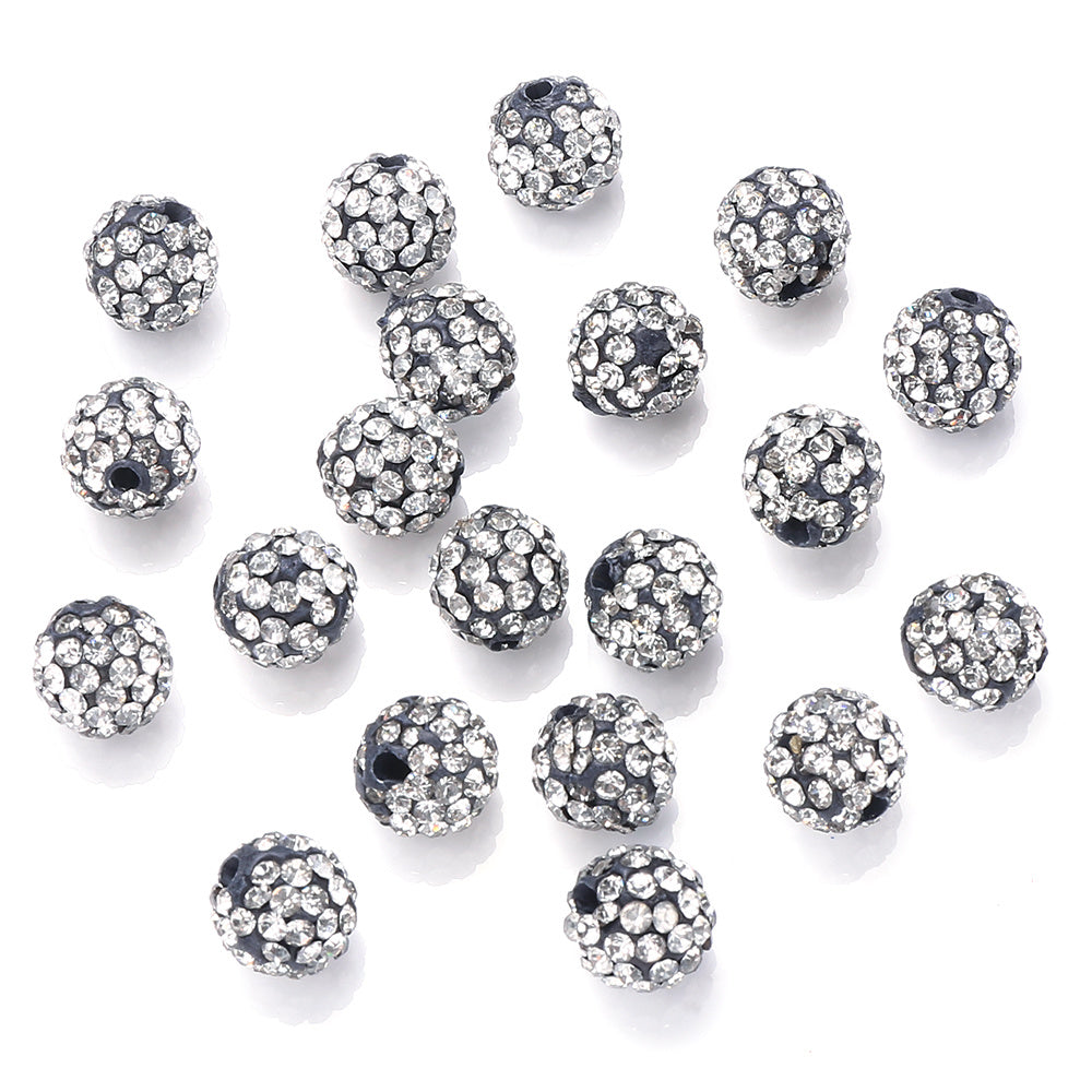 10mm AB Shiny Rhinestone Clay Beads