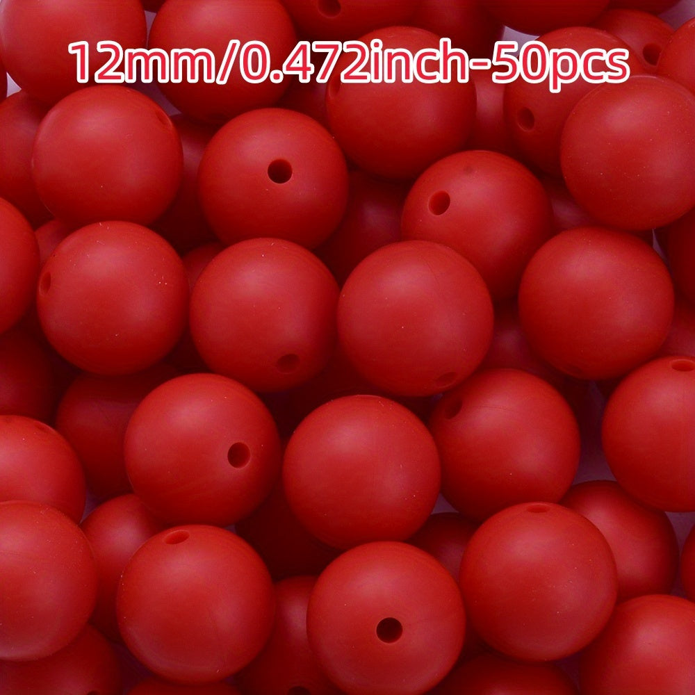 50pcs 12/15mm Rainbow Silicone Round Focal Beads