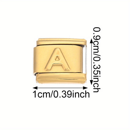 1pc 9x10mm Golden Stainless Steel Letter Bead
