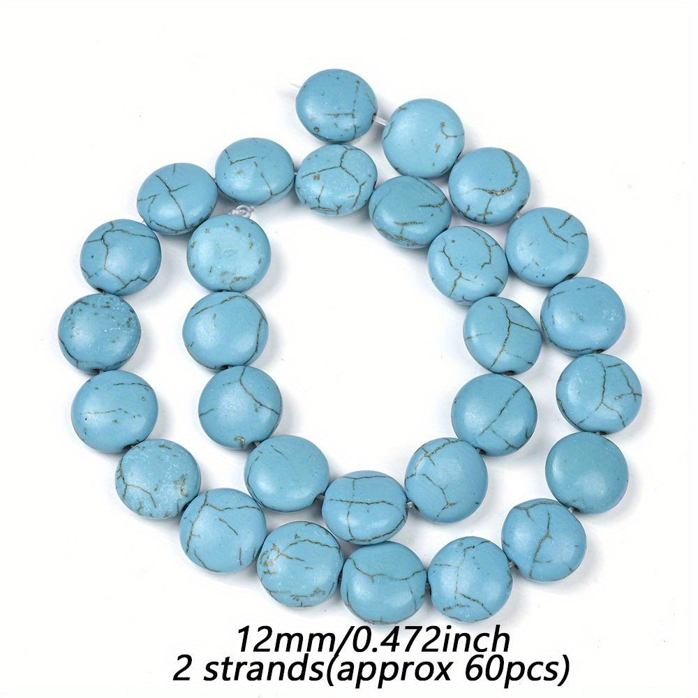 Blue Stone Flat Round Beads