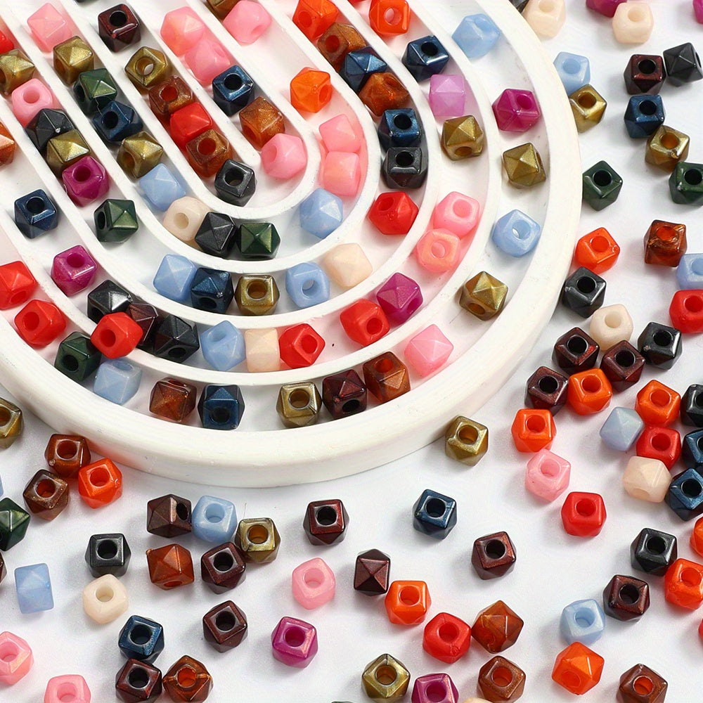 100pcs 8mm Faceted Square Acrylic Beads