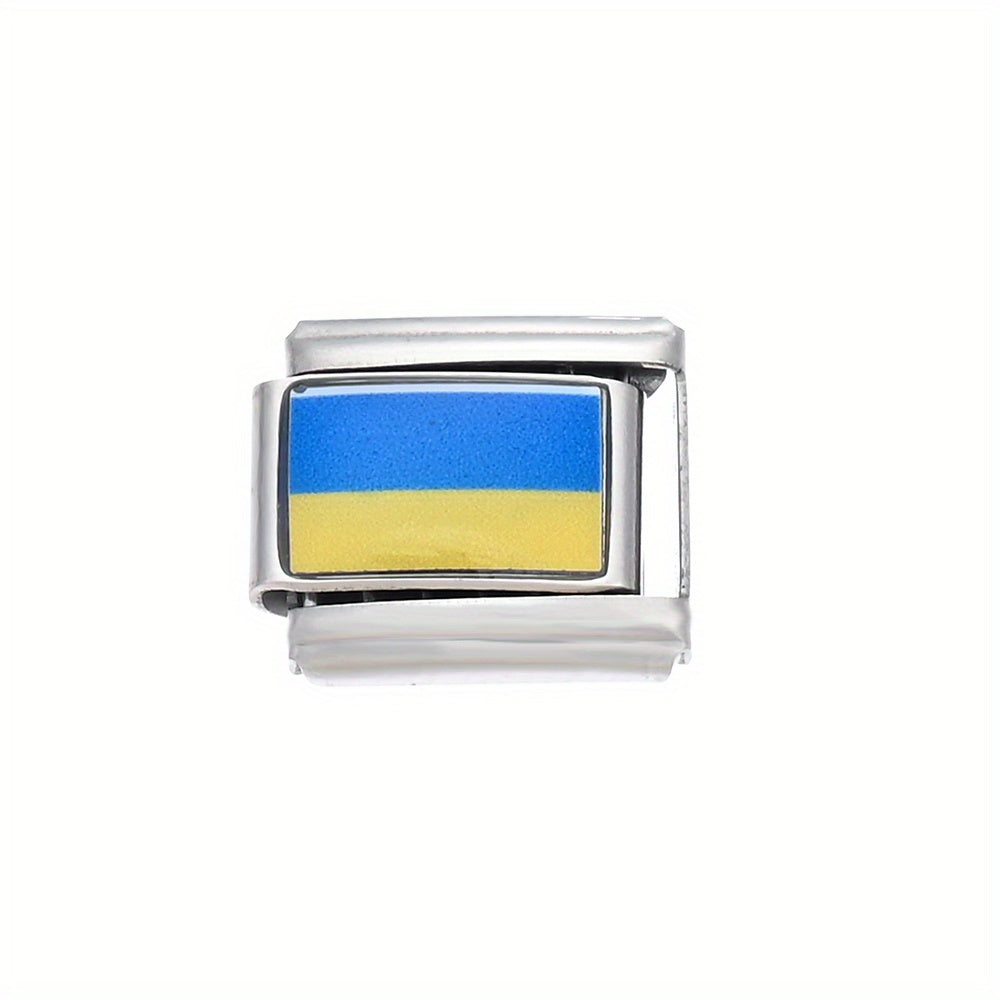 1pc 9x10mm Stainless Steel World Flag Module Charm Bead